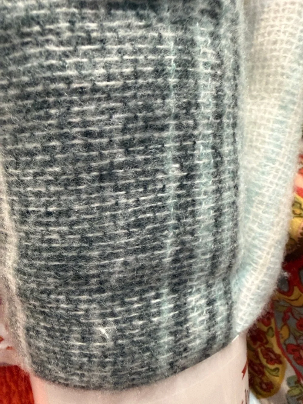 Cozy Throw Blanket in Light Blue and Gray - Soft Woven Blanket Throw